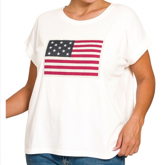 Zenana Outfitters Tops - 🌼 PLUS SIZE ZENANA “ CHRISTINA” ZENANA USA FLAG TEE 56
